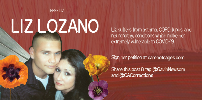 c_c_w_p's tweet photo. Liz Lozano is a beloved 45-year-old mother who has been incarcerated for over 26 years. Liz suffers from asthma, COPD, lupus, and neuropathy, making her extremely vulnerable to COVID19. Demand #EmergencyRelease for Liz!! #NoMoreDeaths 

LINK to petition: https://t.co/fG7O672KJj https://t.co/R0gj0HGr9C