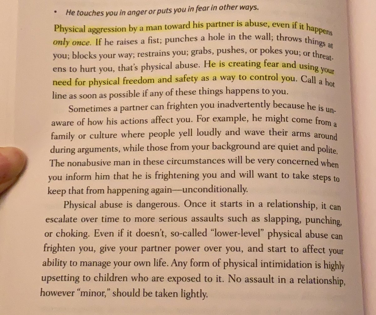 - they touch you in anger or put you in fear (physical aggression towards a partner is abuse even if it happens only once)- they coerce you into sex or sexually assault you (this includes non-physical forms of coercion like lying about the existence of another partner)