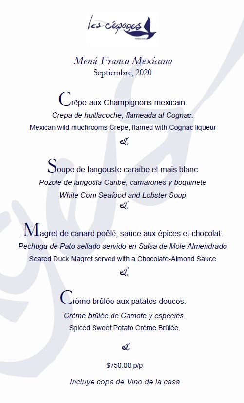 RestLesCepages's tweet photo. Ven a disfrutar todo el mes de septiembre de nuestro Menú-Franco-Mexicano en Les Cépages Restaurant. 
 Reservaciones 998 802 1093. 
 https://t.co/wyKUQEuoVI https://t.co/AnsiEI8XNz