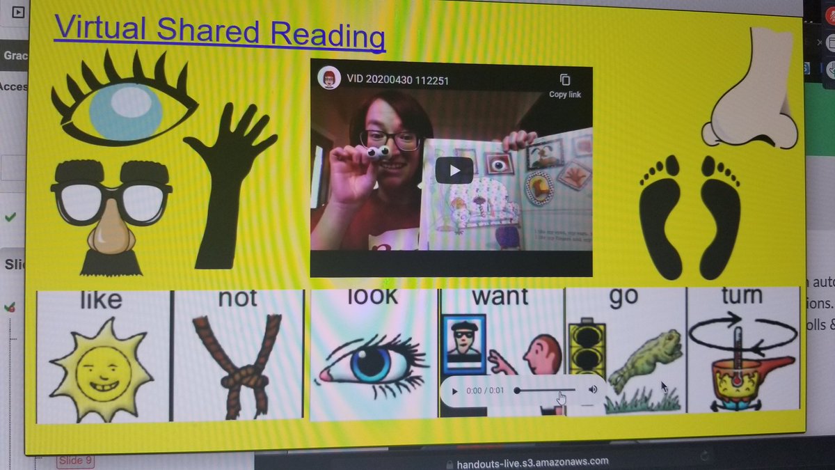jconradslp's tweet photo. Love the shared reading template from @kghardes and getting creative for virtual instruction and helping families understand shared reading! #PatinsIcam #InAACSummit https://t.co/kFcz8mZA2Y