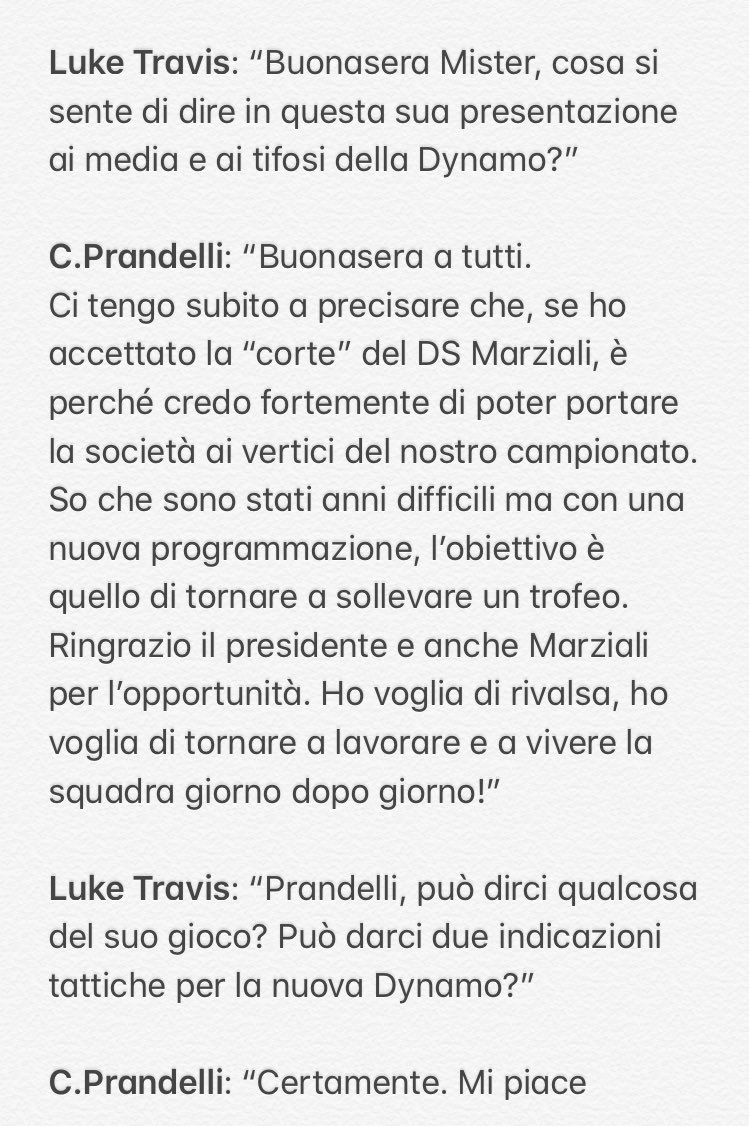 DynamoMartial's tweet photo. ⚠️ CONFERENZA STAMPA!
#CesarePrandelli si presenta alla #Dynamo e ai suoi #tifosi, tramite i microfoni del #giornalista della società, #LukeTravis. https://t.co/VpRZSLO0xn