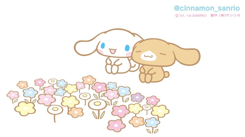 cinnamoroll with a friend & flowers