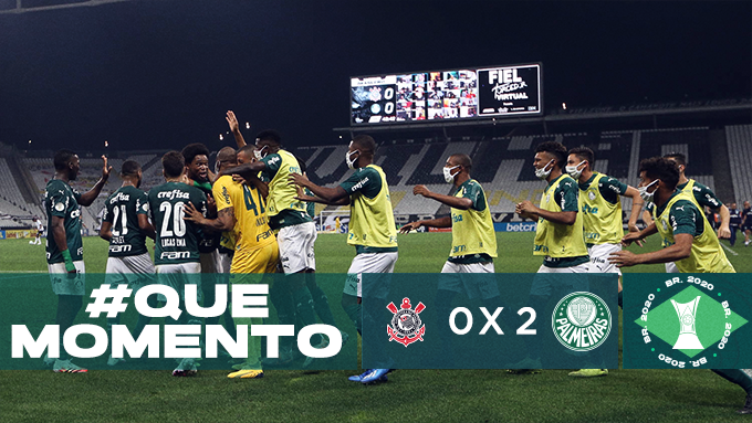 Palmeiras's tweet photo. #QUEMOMENTO! 🐷
Assim como há um mês, o vencedor é o mesmo. Com gols de Luiz Adriano e Gabriel Veron, derrotamos o rival e chegamos aos 16 pontos no Brasileirão! 👊

#AvantiPalestra #CORxPAL
#JuntosNoBrasileirão https://t.co/5EAPY5i35l