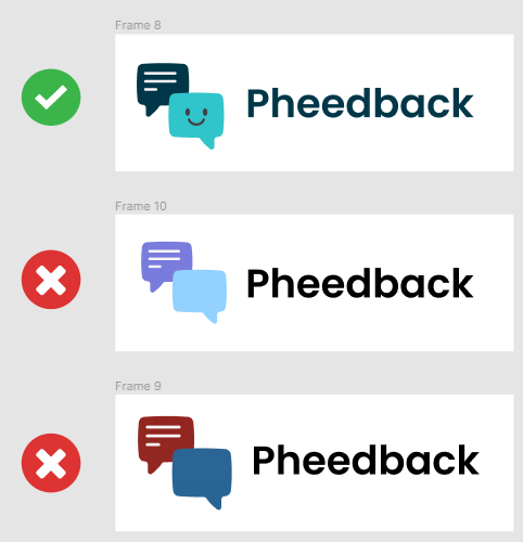 3/ Time to ask our friends. Both  @markbowley and  @nocodelife suggested to go with the smiley, since it added personality.Also, Mark pointed out that some of these color pairs were tonally the same, which made it hard to differentiate the logo.