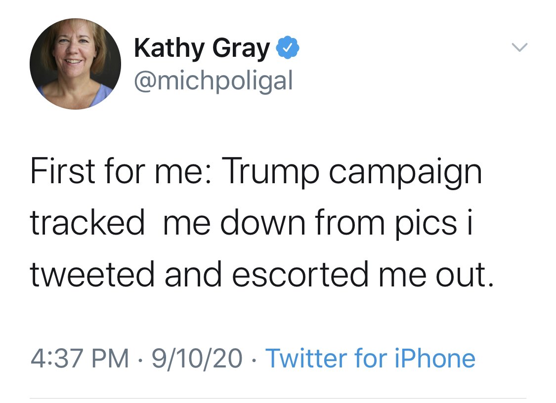 🚨WOW - Trump is so afraid of the truth that he kicked out a reporter for posting pics of his maskless Michigan MAGA mob  #TrumpLiedPeopleDied #FreedomOfThePress