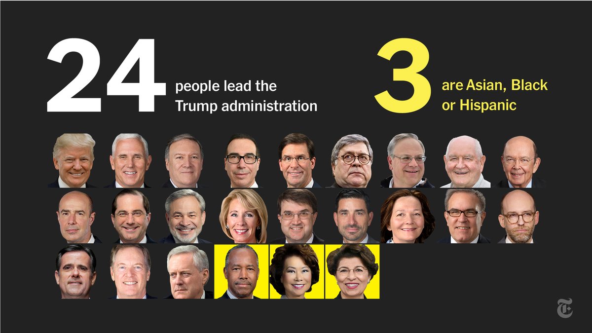 The White House:President Trump’s cabinet is more white and male than any first cabinet since Ronald Reagan’s.