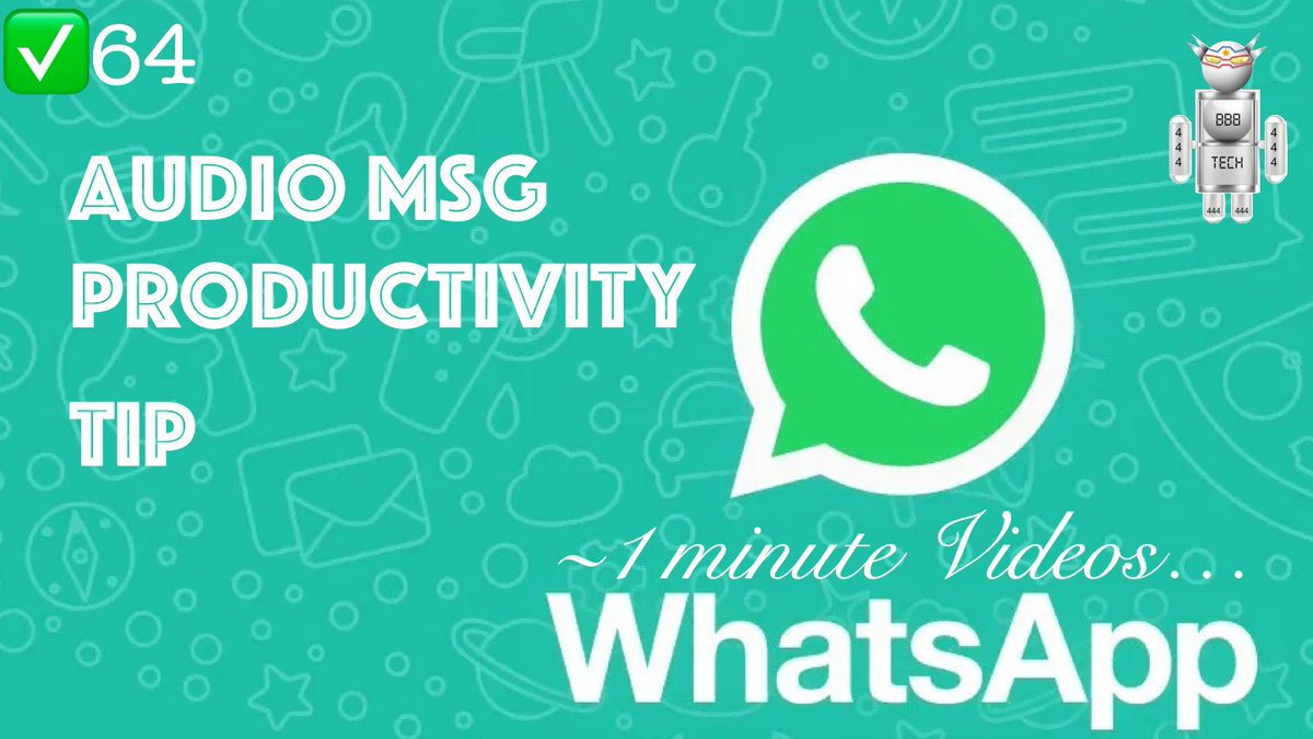 Bb8Tech's tweet image. ✅Whatsapp audio msg productivity tip ✅BB8Tech - ✅64
#Whatsapp #audiomsg #Productivity #Tip #voicemsg
youtu.be/awTJyVU2qv0