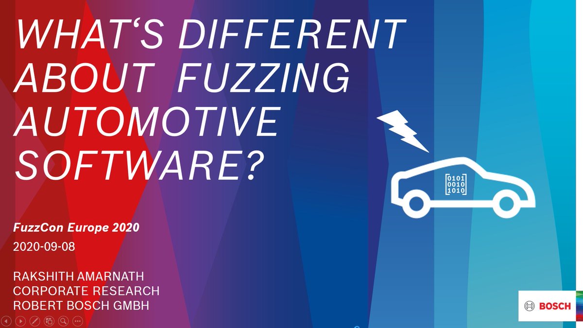 duplys's tweet image. Great talk by @rakshith_a on fuzzing automotive software 👏🔥🌟 at #FuzzCon Europe 2020. Stay tuned for the recording of the talk 😎