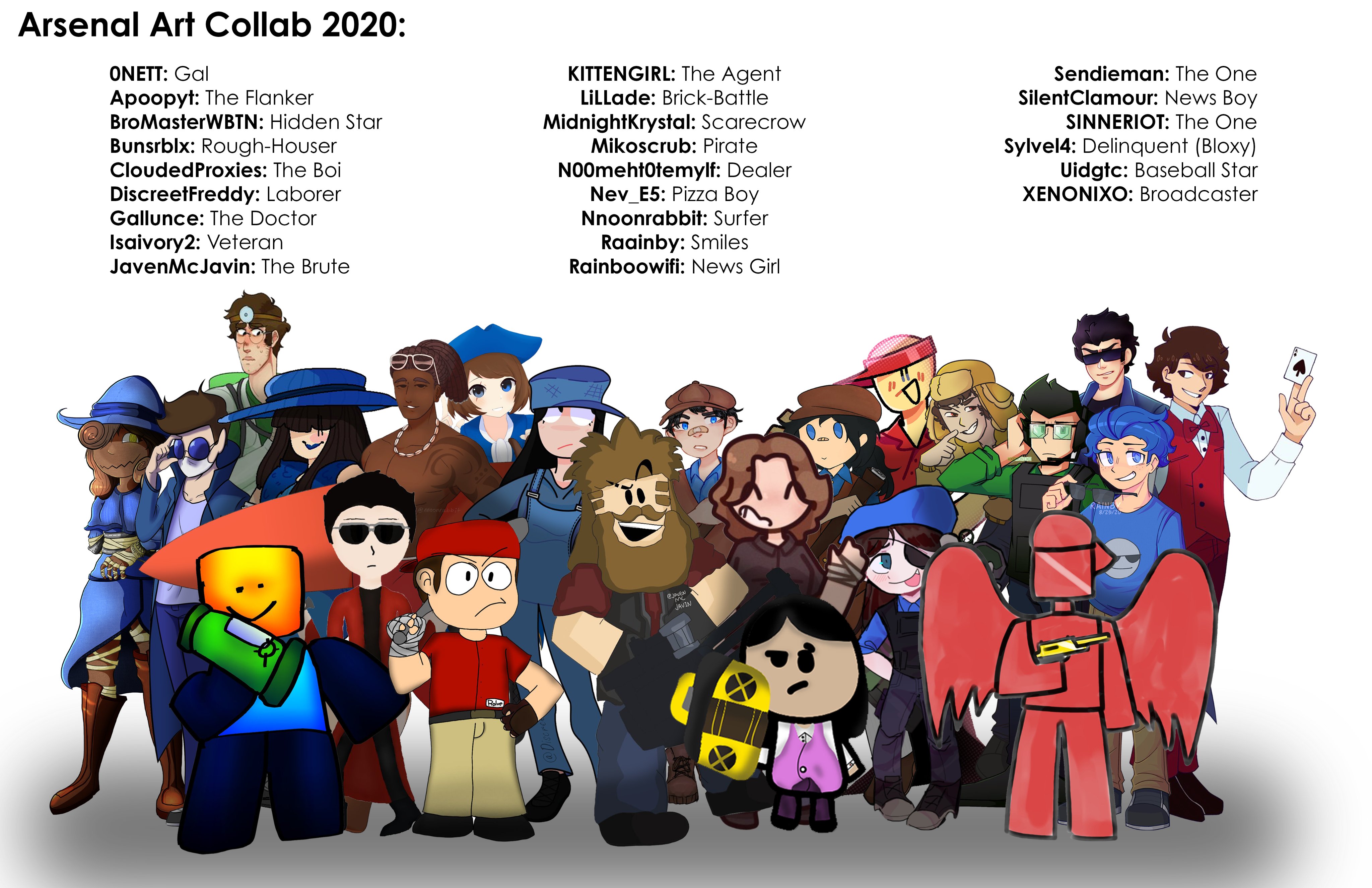 Midnightkrystal على تويتر Roblox Robloxart Robloxarsenal So Here It Is The Arsenal Art Collaboration Featuring 24 23 Not Including Myself Artists And 24 Characters Thank You Everyone Who Participated Check The Tweet - roblox arsenal hidden star