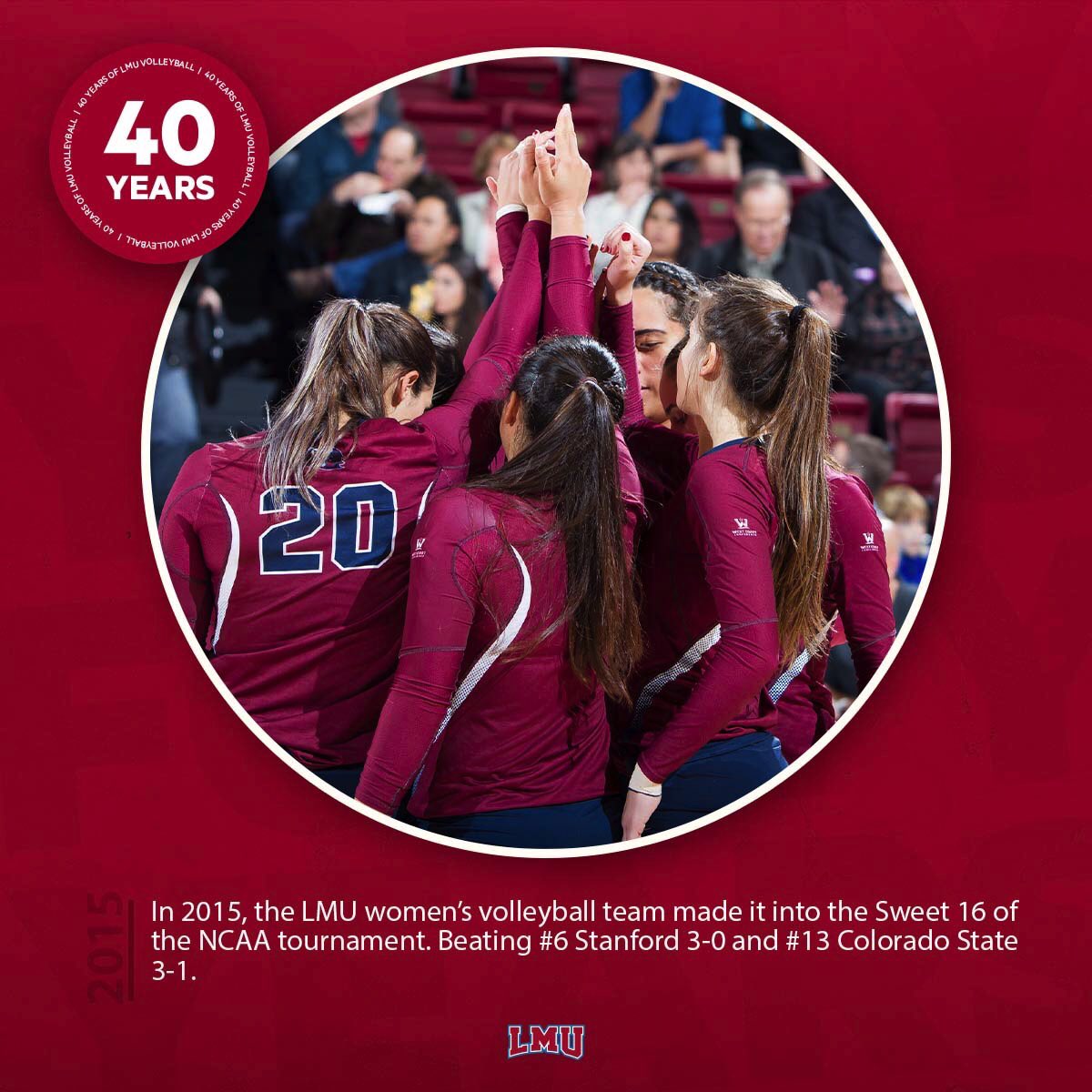 Cheers to our latest #LMUVolleyballAt40 and these studs for making it all the way to the sweet 16!💪🏼 #JoinThePride #OnceALionAlwaysALion 🦁