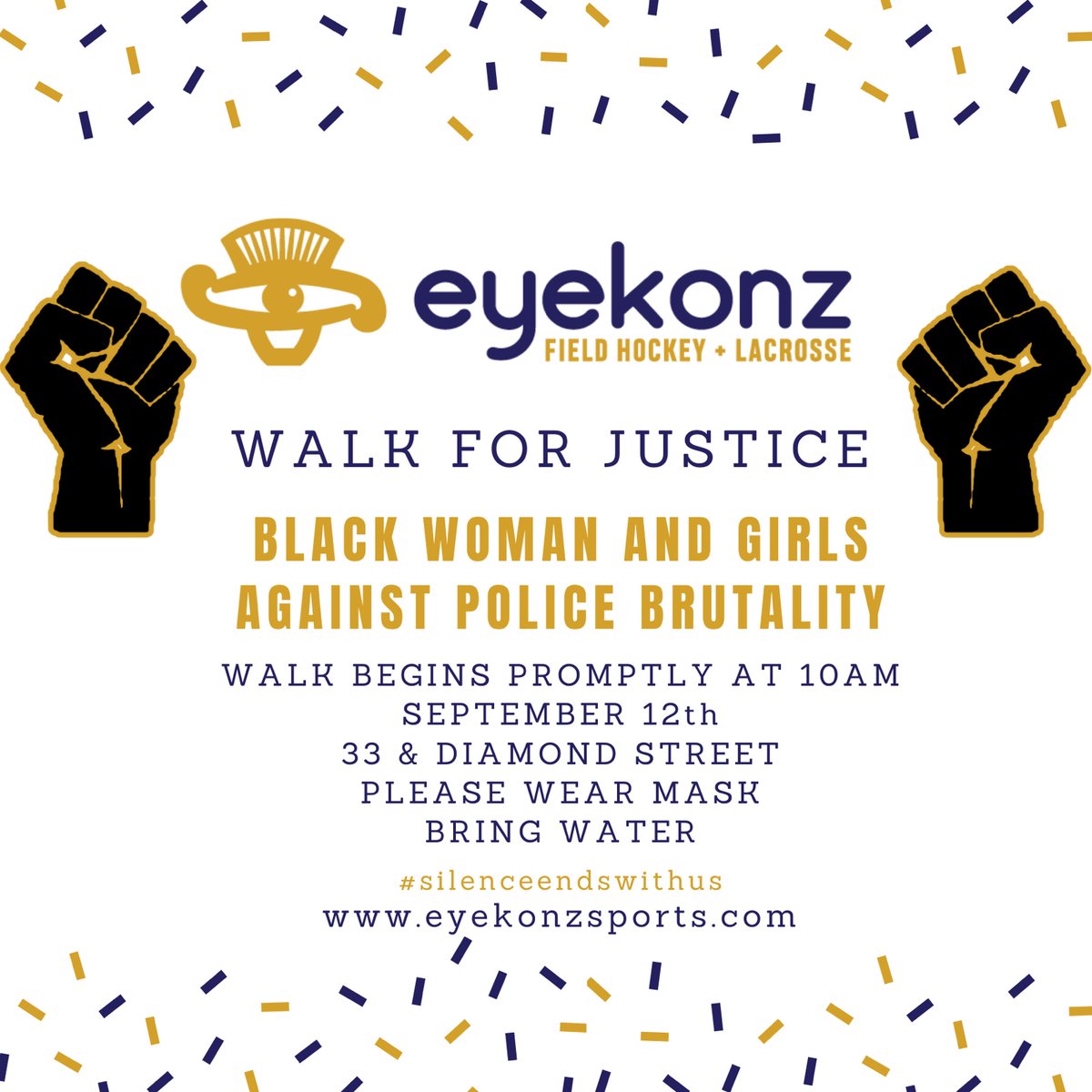 EyekonzSports's tweet photo. Silence Ends With Us! Philadelphia Girls Youth Lacrosse and Field Hockey League,Hosts a Walk/Rally in the name of Justice against Police Brutality&amp; Racial Injustices this Saturday September 12th 10am-1pm.Location 33rd and Diamond St Mander Recreation Center to The Art Museum. https://t.co/AHprGpK1qE