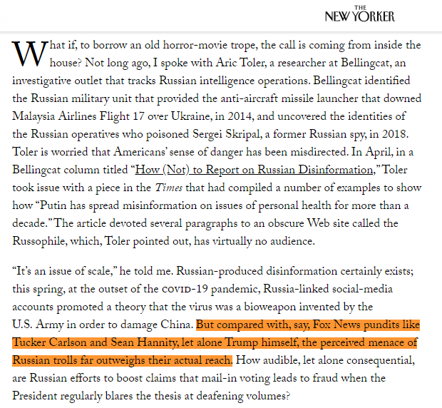 the truth is, russian disinformation rarely has much reach, especially when compared with disinformation coming from american politicians and celebrities