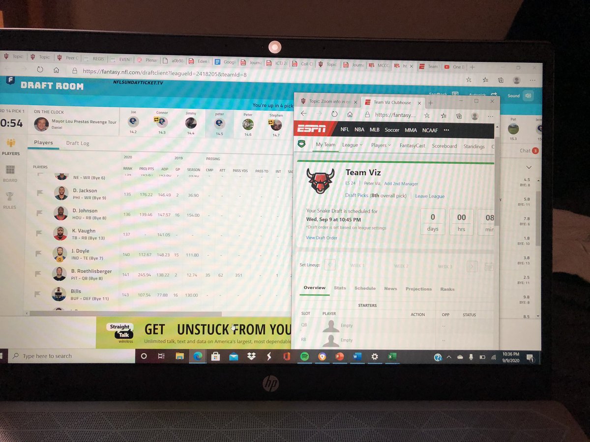 peter_viz's tweet photo. Three leagues. Two drafts on the same night. One goal. #Justwannawinonegame https://t.co/GgOiC23PSL