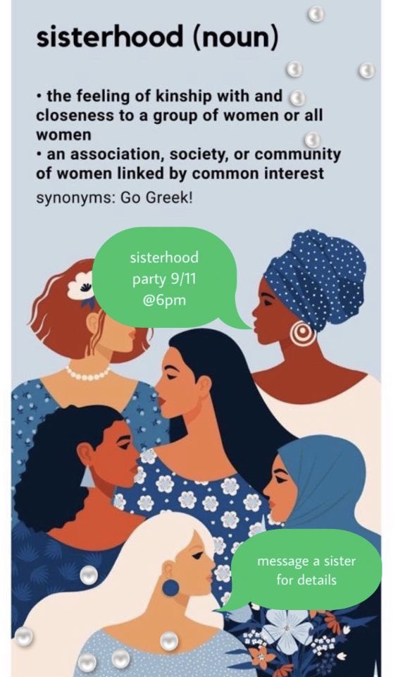 our sisterhood party is ᴛᴏᴍᴏʀʀᴏᴡ at 6pm! message us for more details 💚