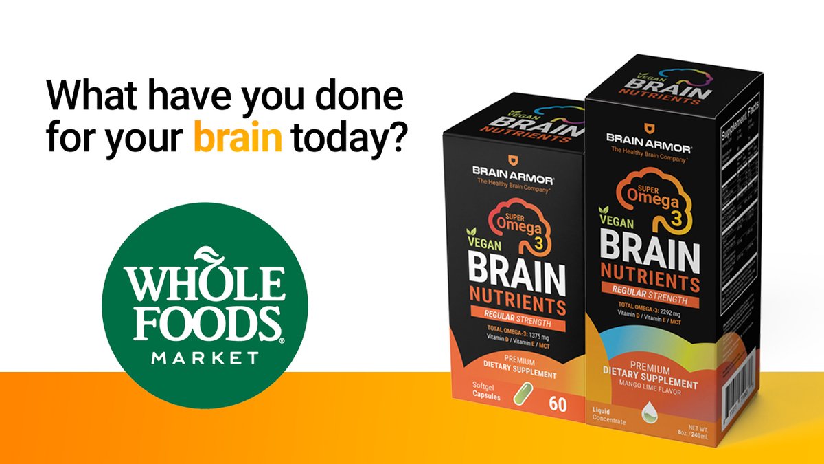Complete brain nutrition and support!

Active Ingredients 
✅Algal based Omega-3s (2:1 ratio DHA:EPA)
✅Vitamin D3
✅Vitamin E
✅MCT Oil

Now available at <a href="/WholeFoods/">Whole Foods Market</a> ! New packaging, same product. 

#WholeFoods #MakesMeWhole #BrainHealth