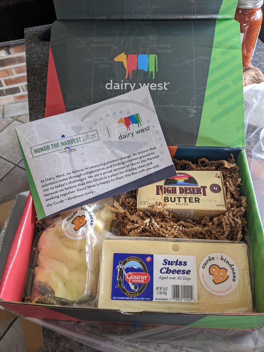 ag4front's tweet photo. I just received cheese and butter in the mail, can life get any better? I'll add this to up to be the best thing of 2020! 😆Thanks, @DairyWest! #HonortheHarvest #HtH2020 #USFRA @USFRA #sustainability #curdskindness #lifeontheranch https://t.co/EdqzJJAOh4