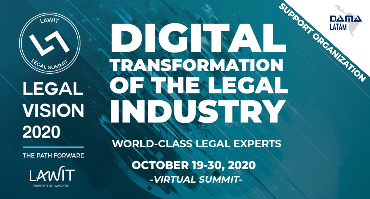 DON´T MISS THIS EVENT. We are supporting the LAWIT LEGAL SUMMIT (LEGAL VISION 2020). This one-of-a-kind virtual summit organized by <a href="/LAWIT/">Peter Haycock</a> goes live on October 19th 2020. Information &amp; registration at: legalsummit.lawitgroup.com
 
#LegalIndustry  #Digitaltransformation #Legaltech
