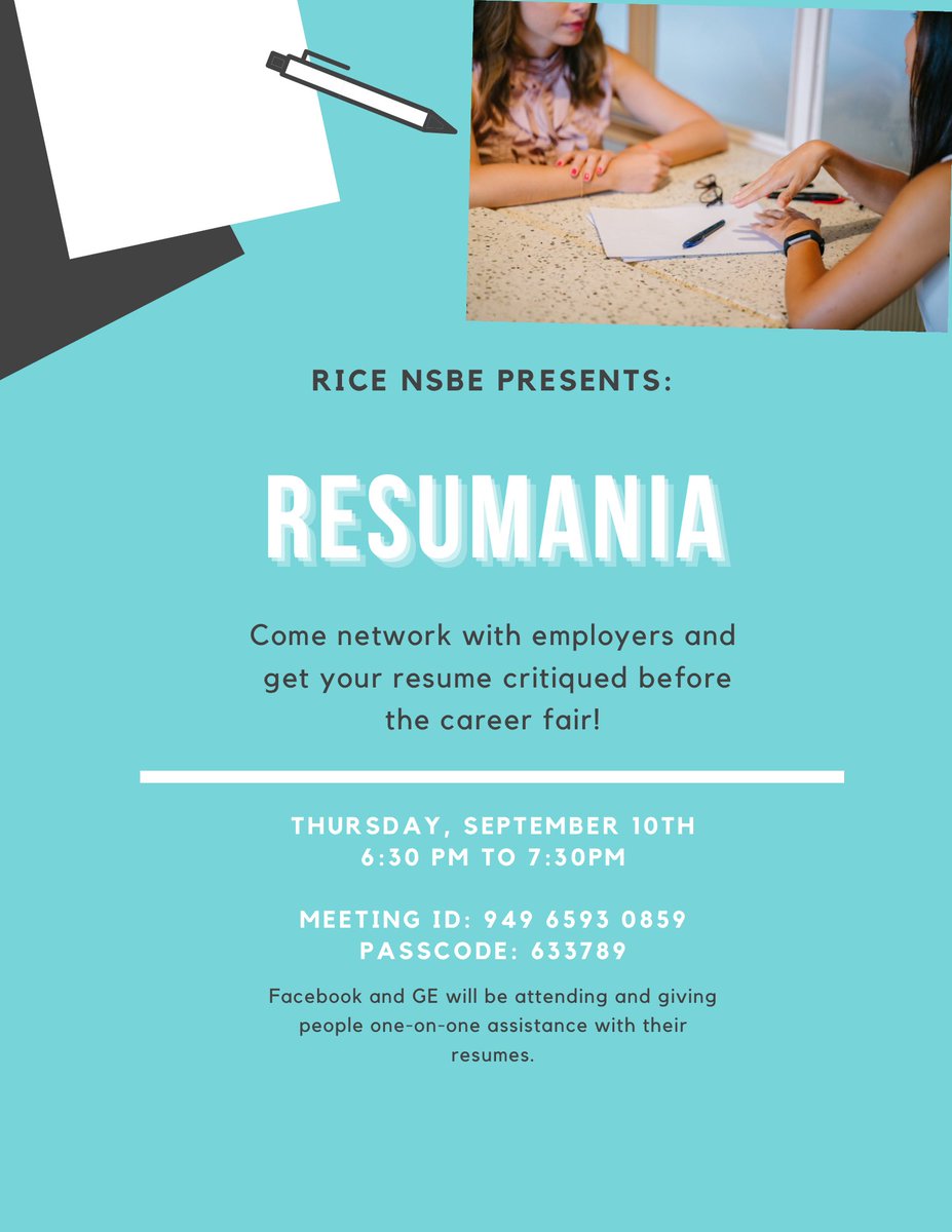 Resumania is today!! The career fair is approaching and this is the perfect opportunity to improve your resume by getting topnotch advice from employers like Facebook and GE!