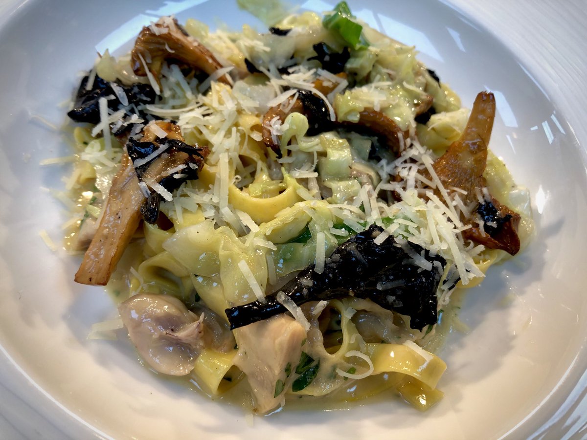 Rabbit tagliatelle, truffle sauce, wild mushrooms and Parmesan