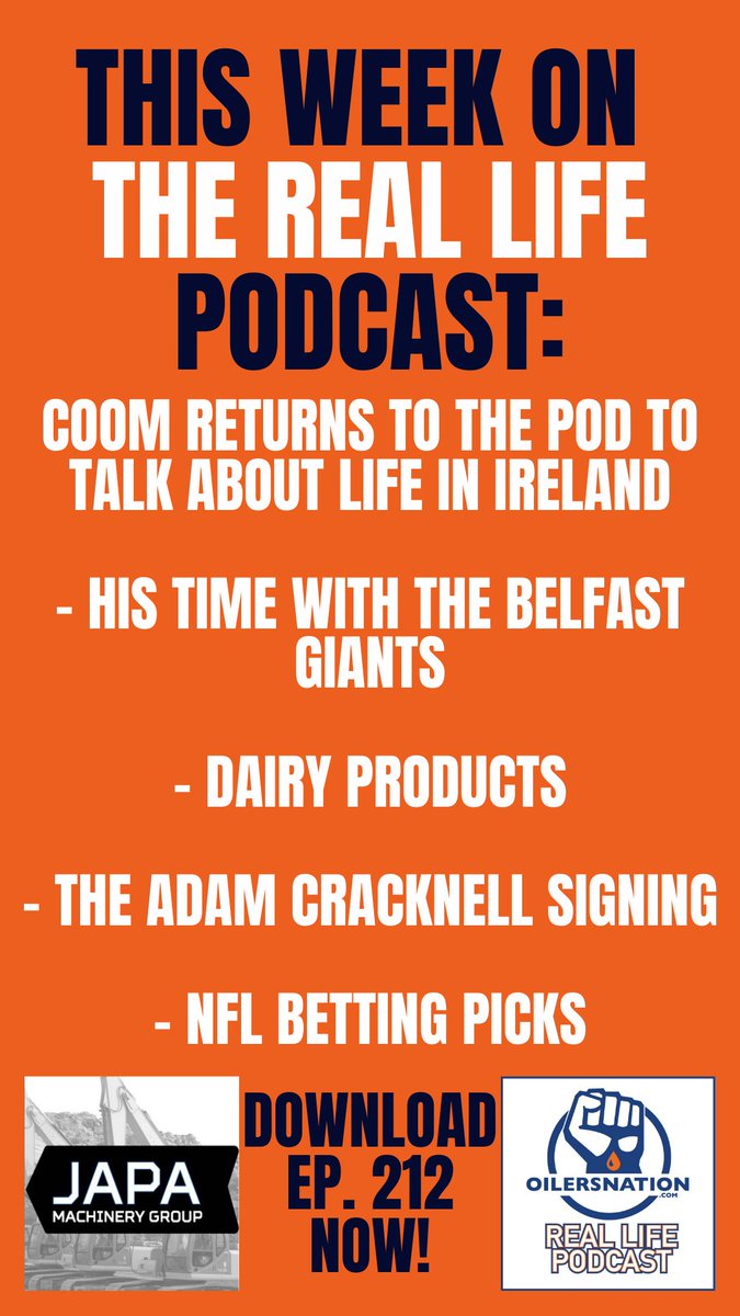 WELCOME BACK <a href="/cooom/">gom cooom</a> !!!

He's back from Ireland &amp; joined us this week on the pod to unload some great stories!

Download it now on <a href="/OilersNation/">Oilersnation.com, Oily Since ‘07</a> &amp; don't forget to follow <a href="/japaequipment/">JAPA Machinery Group</a> 

oilersnation.com/2020/09/10/rea…