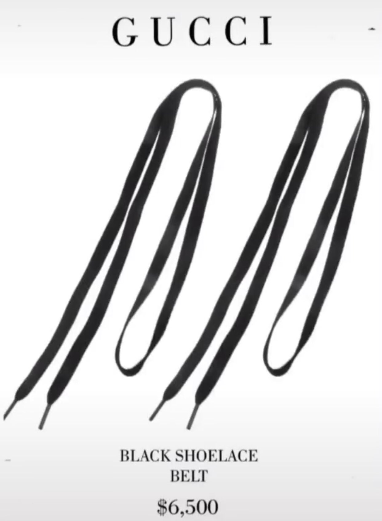 gucci black shoelace belt price