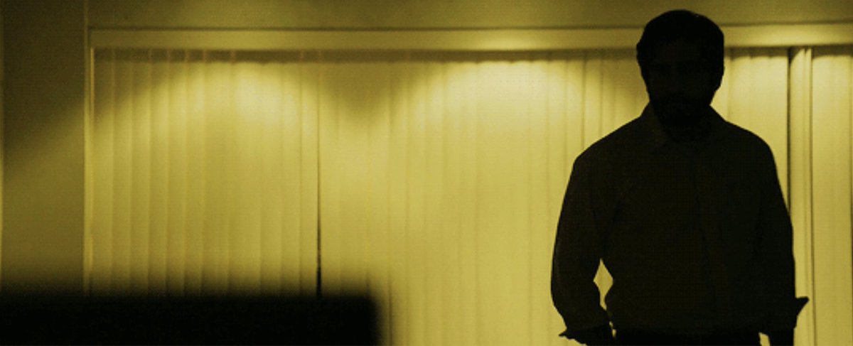 While 2049 contrasts the yellow trail of mystery with bright blues, greens and purples to depict a possible future version for our world, ENEMY's color palette is utterly singular. The story and the way it is told is not anything like our reality. It's sickly, nightmarish yellow.