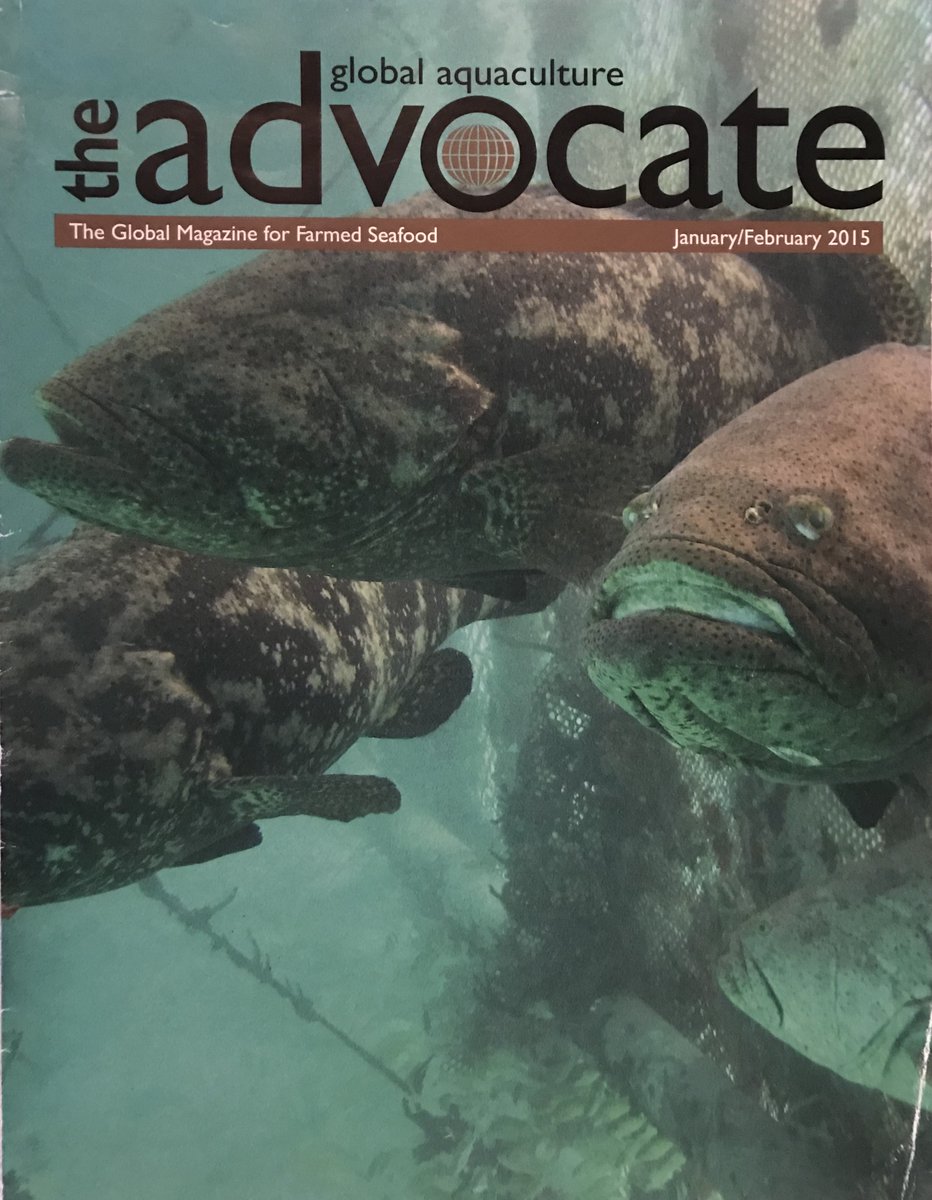 Fuimos portada de la revista global aquaculture the advocate, cuando tuvimos la primera reproducción exitosa del MERO GUASA en 2015.