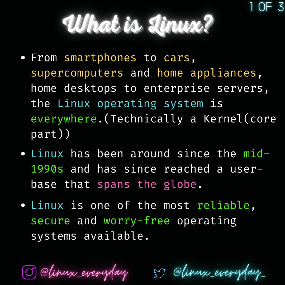 linux_everyday_'s tweet image. What is Linux and why should we start to use it?🤷🤷‍♀️
Source: linux.com
#unix #linux #windows #kalilinux #microsoft #android #linuxfan #debian #os #coding #computerscience #sysadmin #computer #devops #linuxubuntu #technology #programming #network #termux