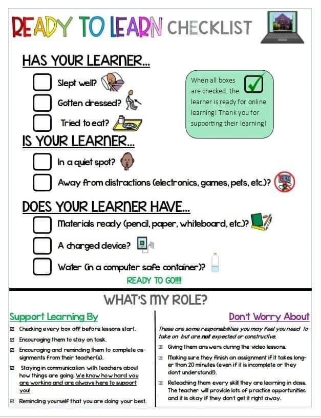 cuca_principal's tweet photo. A check list for your kiddos before starting Zoom sessions! We know it’s hard and parents we APPRECIATE you! #CESrocks #CESparentsROCK https://t.co/YE8csxs4mS