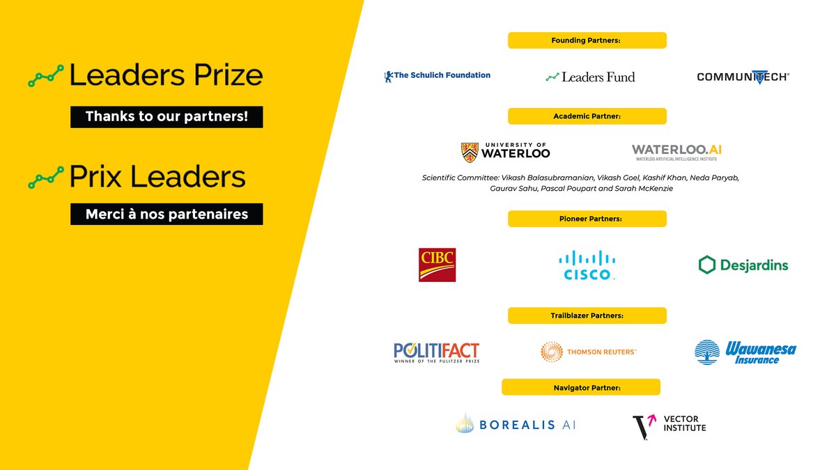 Communitech's tweet photo. The winner of the $1,000,000 #LeadersPrize has been announced! 🥳

Congrats to team #AVA of Toronto for their #FakeNews solution. Join us next week on #TrueNorthTV to learn more about the winning team! 

Watch: https://t.co/NrXatFeuCB
This episode is brought to you by @TD_Canada https://t.co/zJ81HoDUS3