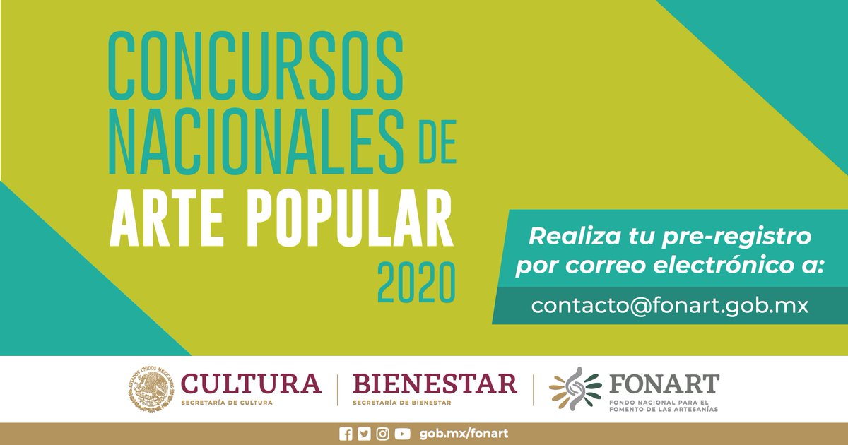 Fonart_mx's tweet photo. Las convocatorias para los Concursos Nacionales de Arte Popular 2020 están abiertas https://t.co/xRMHN4vYa1
