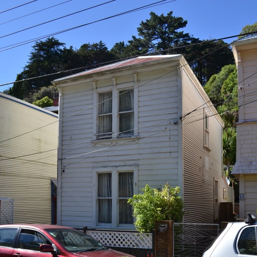 21 Holloway Road, Aro Valley. Built in 1906. Listed as having "architectural value as a representative of a simple, two storey, dwelling".