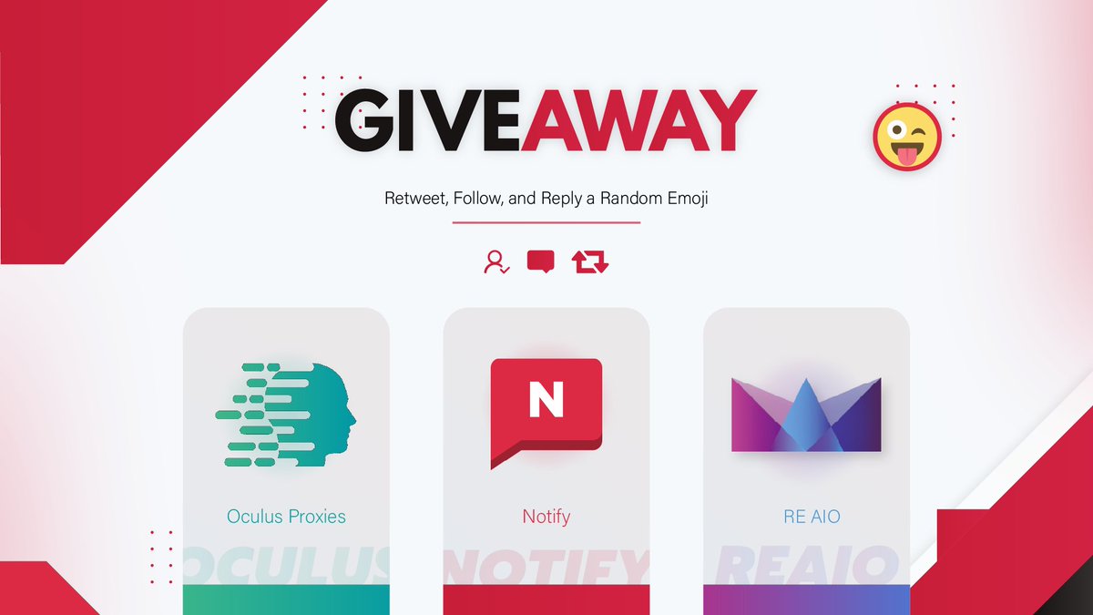 notify's tweet photo. Let's give away a copy of RE AIO, 100 Oculus Proxies and access to Notify 🎁

To enter:
-Retweet this
-Follow @RE_AIO, @OculusProxies and @notify 
-Reply a random emoji 

Ends in 2 days 🥳 https://t.co/IWaXFYySt6