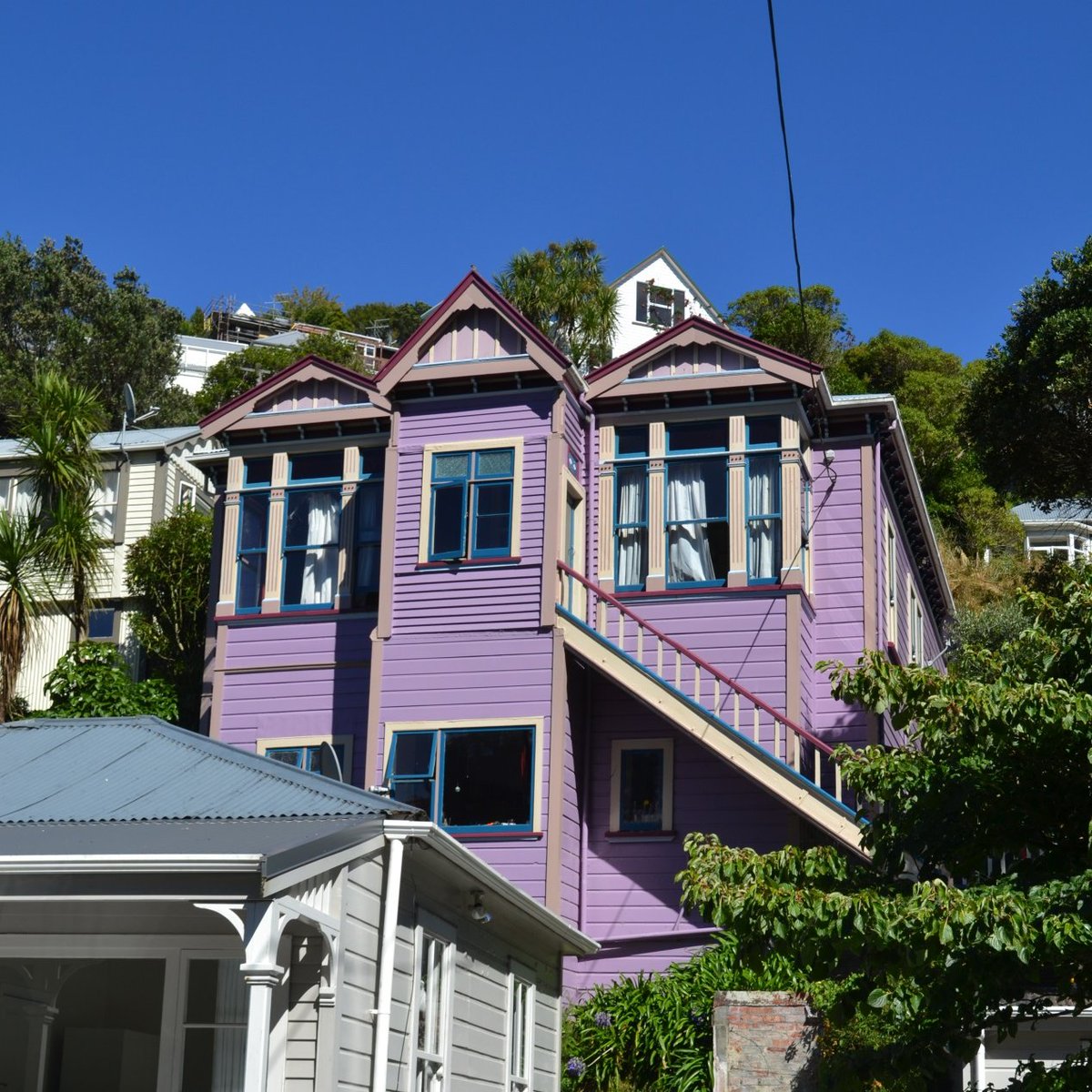3 Entrance Street, Aro Valley. Built in 1904.Has "modest aesthetic value" (AKA: it's purple) though that was "lessened somewhat" by renovations in the late 1980s. "No events or persons of any note are associated with this place".