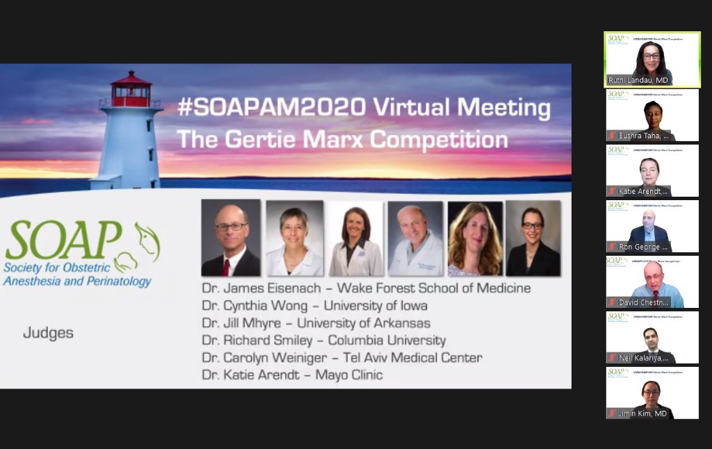 MayoAnesthesia's tweet image. Dr. Katie Arendt is serving as a judge for the @SOAPHQ #GertieMarx competition at the #SOAPAM2020 happening now!

#OBAnes @arendt_katie