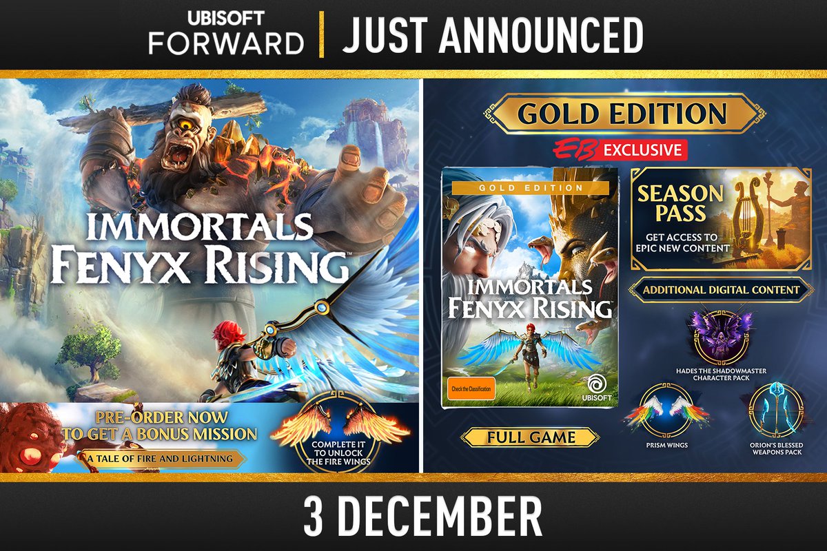 Eb Games Australia On Twitter Just Announced The Eb Exclusive Immortals Fenyx Rising Gold And Shadowmaster Editions Coming 3 December Also Announced Prince Of Persia Sands Of Time Remake Coming 21 January