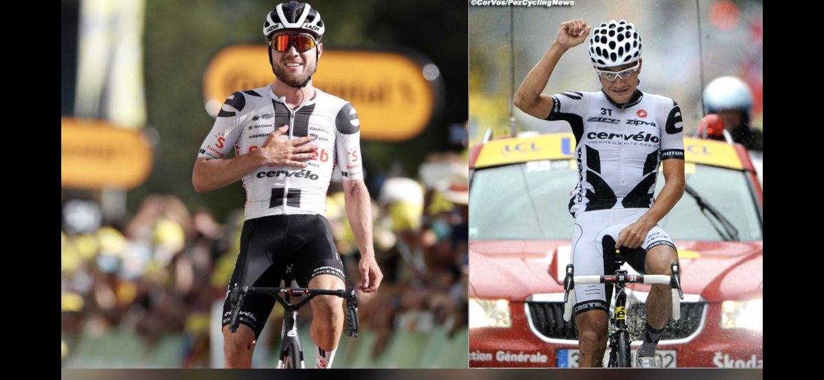 cbillings's tweet photo. Hirschi’s amazing solo victory reminded me of Haussler’s amazing solo victory in the 2009 TDF.  #TDF2020 #cervelo #sunweb https://t.co/h6mWaOd8my