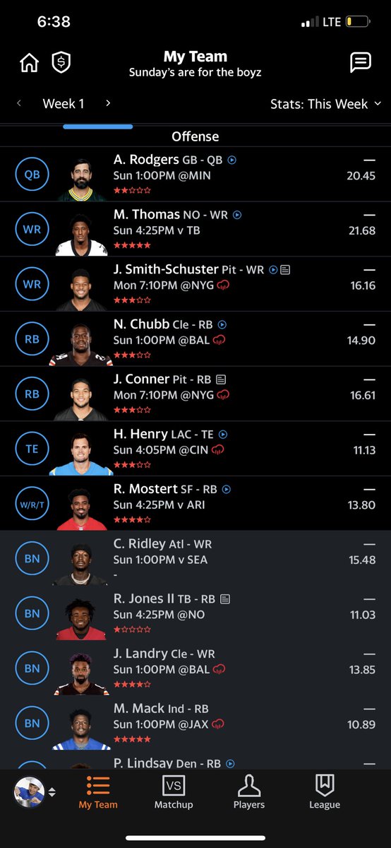 What do y’all think of my fantasy roster??

Might as well hand me the trophy now right?!🔥🔥🔥
