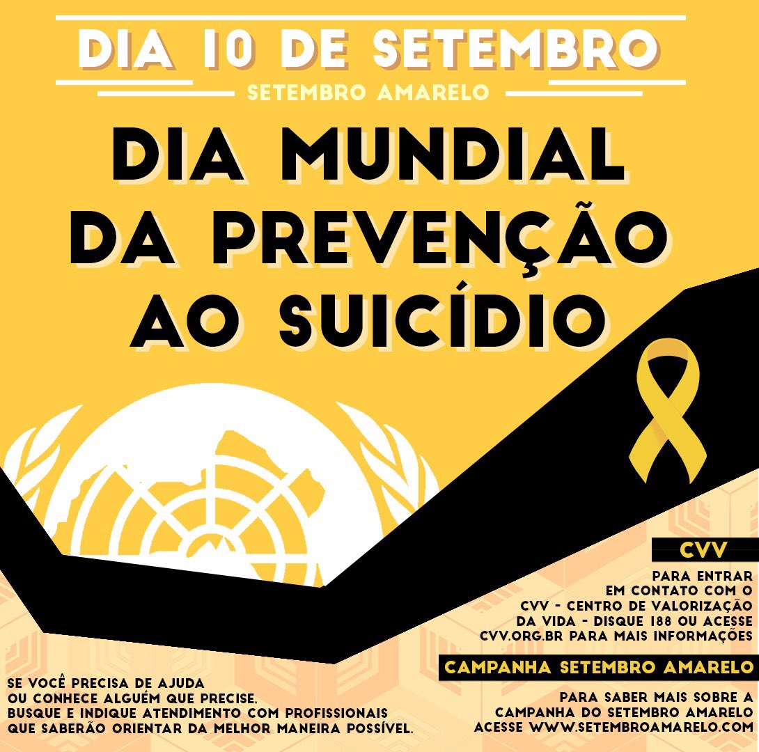 mdrealengo's tweet photo. O mês de setembro carrega consigo a Campanha do Setembro Amarelo e também o Dia Mundial de Prevenção ao Suicídio, hoje, dia 10 de Setembro. https://t.co/SH6SwHUJMm