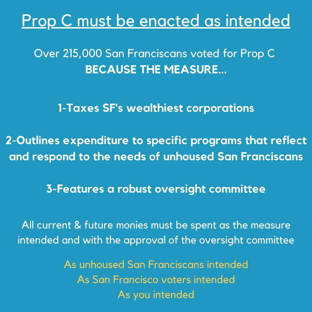 Did you catch the news?

Prop C is the law of the land! +215,000 San Franciscans beat the wealthiest corporations &amp; special interests

Prop C features a detailed roadmap on how to utilize the money

Prop C has an oversight committee to ensure the money is spent appropriately