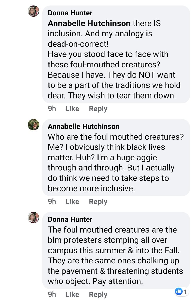 hiddencorevalue's tweet photo. This woman seriously referred to the Aggies who were protesting Racism as "Creatures"?? We all know these are proud POC and Minorities fighting for inclusion. Say what you really want to say Donna Hunter. #RacismAtTAMUFeelsLike #hateisthehiddencorevalue
https://t.co/Xch1ltjSdr https://t.co/eHfw7jBnbc