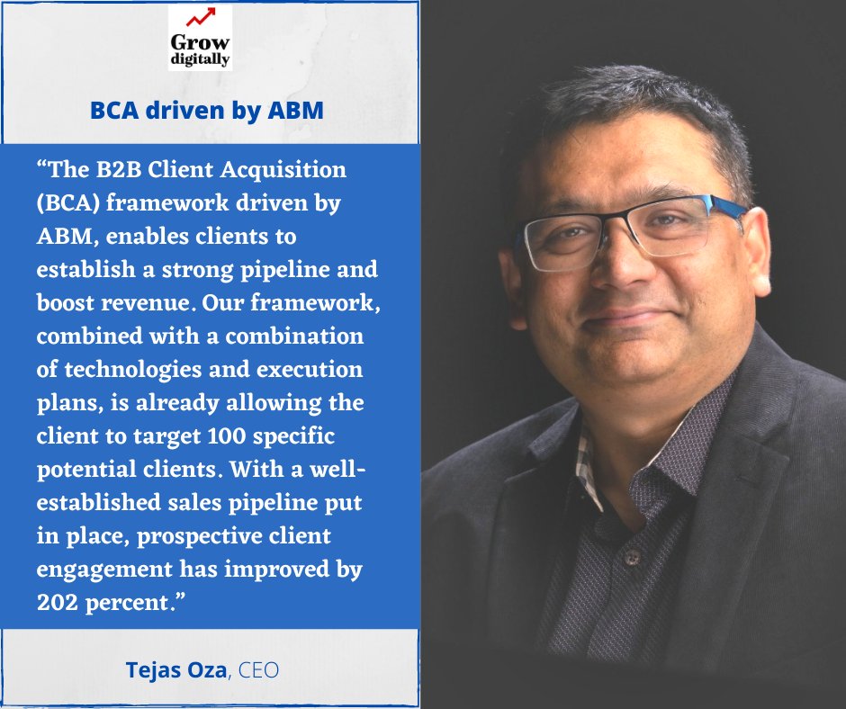 GDigitally's tweet photo. Grow Digitally, has developed a unique ‘B2B Client Acquisition (BCA) Framework’ by combining account-based marketing (ABM), inbound marketing, and HubSpot platform, that allows SaaS companies to grow their sales pipeline steadily and consistently. 
#abm #b2bsales #growdigitally https://t.co/gl3ZNwCLuV