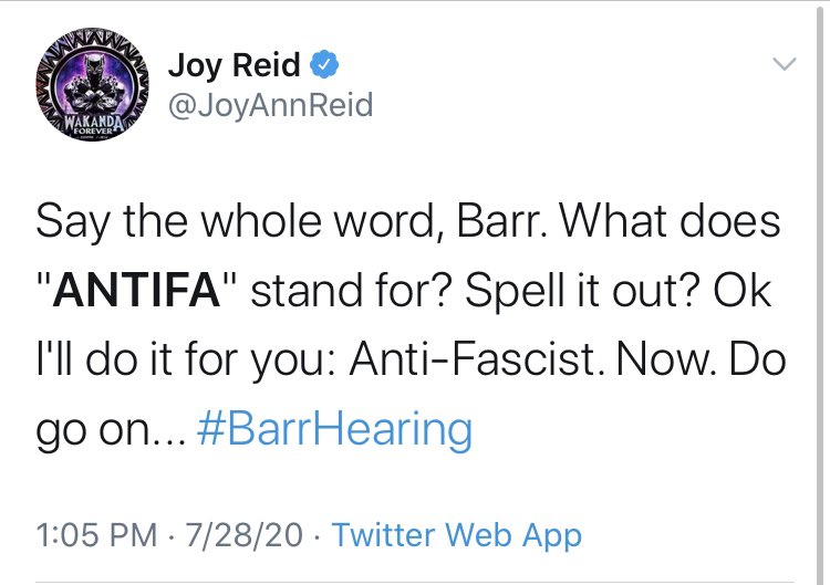 THREADThe dumbest thing in American life is the way some supposedly intelligent people talk about antifa. Come with me for a trip down memory lane for some of the greatest hits. Starting with none other than resident conspiracy theories  @JoyAnnReid