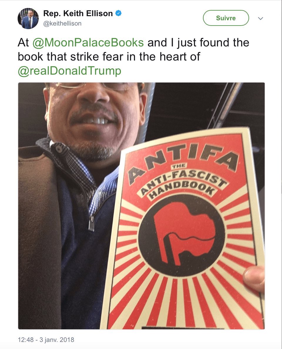 Antifa, for anyone unaware, is a loose constellation of groups currently setting fire to anything flammable in cities like Portland, Seattle & NYC. But for some reason, since they call themselves “anti-fascist” the left welcomes them as heroes. Here’s AG  @keithellison.