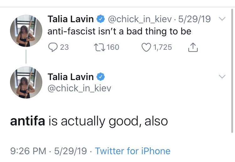 Remember Talia Lavin? She says all the quiet parts out loud here, as some kind of antifa expert I guess?  @chick_in_kiev