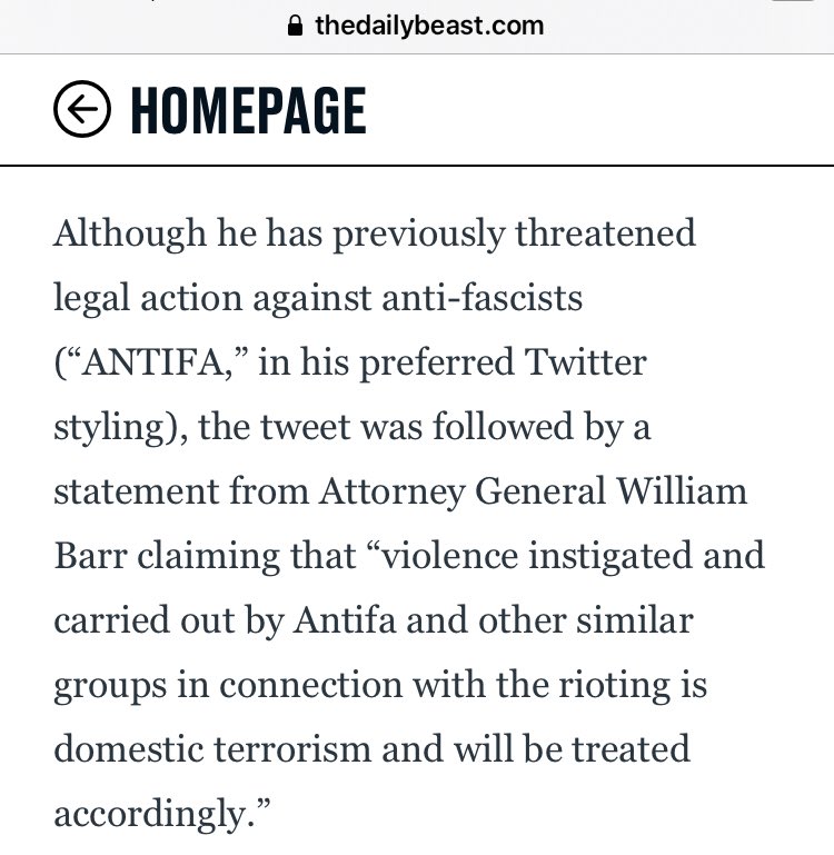  @thedailybeast manages to pull off the same feat while pretending like calling antifa ‘Antifa’ and not ‘antifascist’ is Trump’s fault.