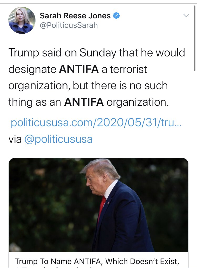 You see, antifa is “an organization that doesn’t exist” according to  @PoliticusSarah