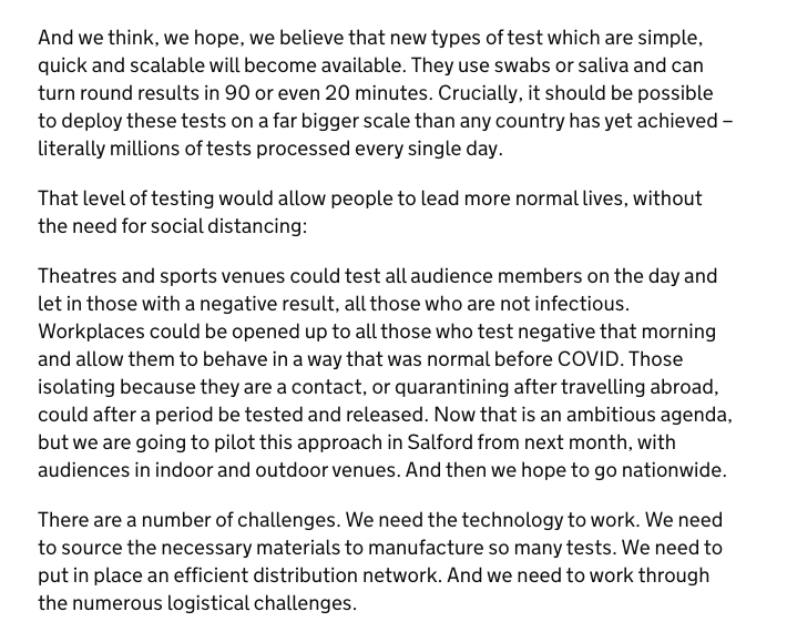 This, on the other hand, will need magic - or at least a technological step changeIt’s what the PM said yesterday about mass testing
