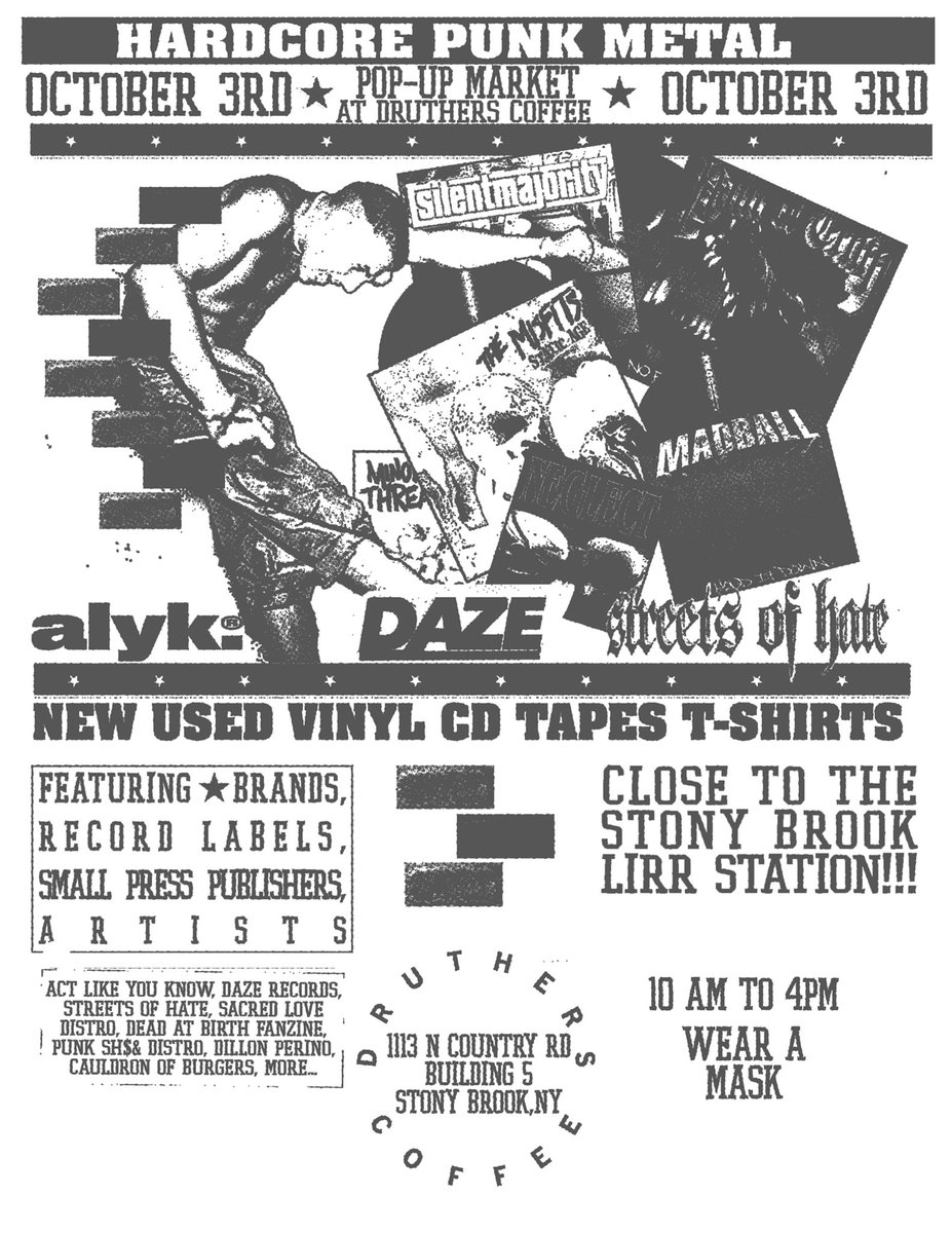 S4NCT1ON's tweet photo. ATTN: Long Island / Northeast. We will have some limited edition items for sale at this. We will also be raffling off an Infringement test press. Come hang out and buy some HC records/merch... 631 https://t.co/mZGjhOzLq0