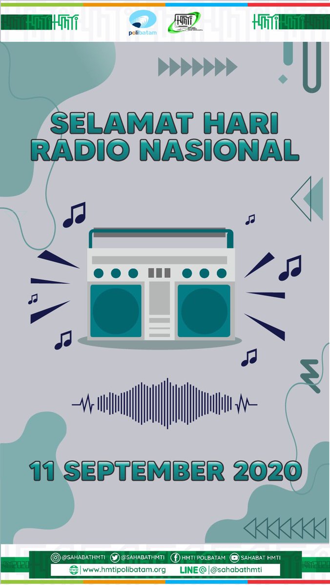 sahabatHMTI's tweet photo. Selamat Hari Radio Nasional
.
Halo sahabat HMTI, diperingatinya Hari Radio Nasional ini bertujuan untuk mengenang sejarah Radio Republik Indonesia (RRI), sebagai siaran radio pertama milik Indonesia untuk menggantikan siaran Hoso Kyoku milik Jepang.

#SalamInformatika
#KeepSpirit https://t.co/1eNmwoNNAI